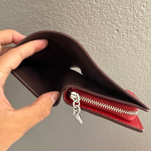 Coach Snap Wallet pebbled CBO77 leather/Silver/Dark Cardinal - Picture 6 of 10